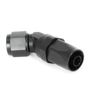 Aluminium fitting ANO-TUFF, 45° block, -D8 (3/4-16UNF), black anodized