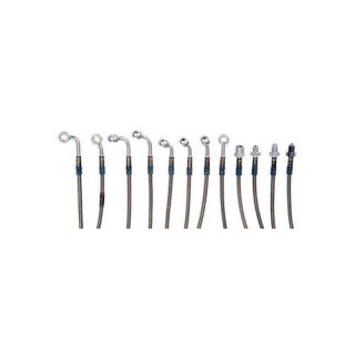 2-piece ABM stainless steel brake lines, front, with silver anodised fittings; for all SUZUKI GSX 1300 R Hayabusa