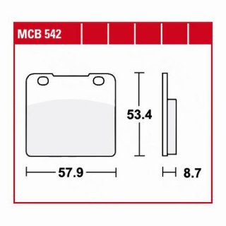 LUCAS brake pads MCB542, front, for all GSX-R 750 (GR75A) `85-`87, GSX-R 1100 (GU74C) `86-`88, GSX 1100 EF (GV71C) `84-`87