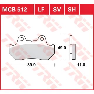LUCAS-Bremsbeläge MCB512LF, hinten, für CB 750 F (RC04), CB 900 F (SC01, 09), CB 1100 F, CB 1100 R, CBX 1000 (SC06)