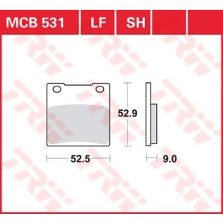 LUCAS-Bremsbeläge MCB531, hinten, für alle GSX-R 750 (GR75A, GR77B, GR7AB), GSX-R 1100 (GU74C, GV73C)
