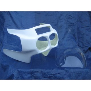 Racing fairing, type: ENDURANCE KR1000, unpainted, for RAU, GODIER GENOUD, MARTIN, BACKER, CB750/900/1100 F, Z1000J/R, GPZ1100BUT, GSX1100, incl. clear lens. WITHOUT fitting kit.