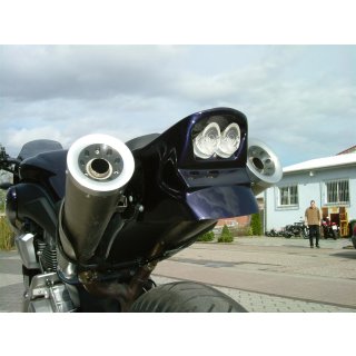 Tail cover for MT-01, unpainted, incl. double LED tail light and mounting set. Suitable for stock exhaust and AKRAPOVIC silencers.