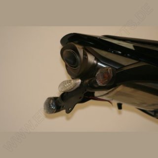 Conversion kit for license plate holders of all CBR 600 RR 2007-2012 with and without ABS, suitable for original indicators or mini indicators (e.g. KELLERMANN), incl. LED rear light (with integrated license plate illumination) and mounting instructions