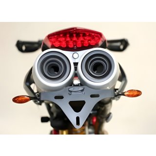 Conversion kit for license plate holder of DUCATI Hypermotard 1100 from 2007, suitable for original indicators or mini indicators (e.g. KELLERMANN), incl. LED license plate light and mounting instructions