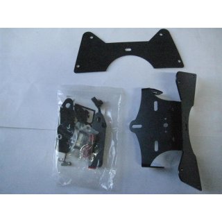 Conversion kit for license plate holder of all SUZUKI SV 650 2007-2008, suitable for original indicators or mini indicators (e.g. KELLERMANN), incl. LED license plate lighting and mounting instructions