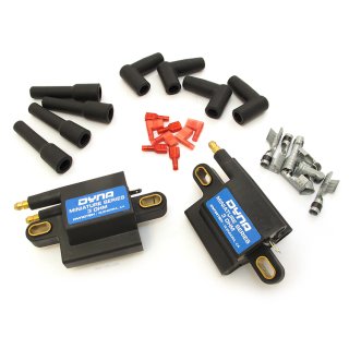 Pair, DYNA mini ignition coils, 3Ohm, dual output, 107 x 58 x 40mm. Not suitable for DYNA S! DC1-2,